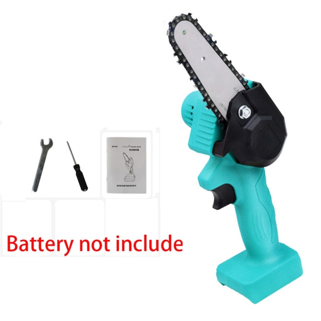 24v mini elektrisk motorsag batteri 1500 mah batterilader: Grønn