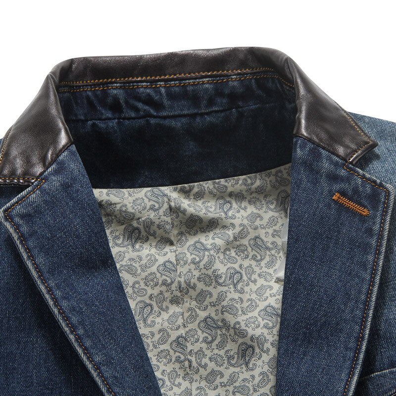 XIU LUO – Blazer en Denim 4XL pour homme, veste de costume, coupe ajustée, décontractée, manteau, printemps-automne