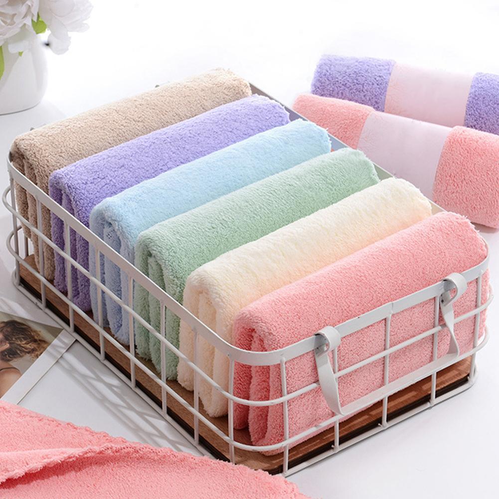 1PC Coral Fleece Lightweight Towel Color Water Absorbent Face Towels Home Velvet Textile For Spa Clean Bath Bathing Towel