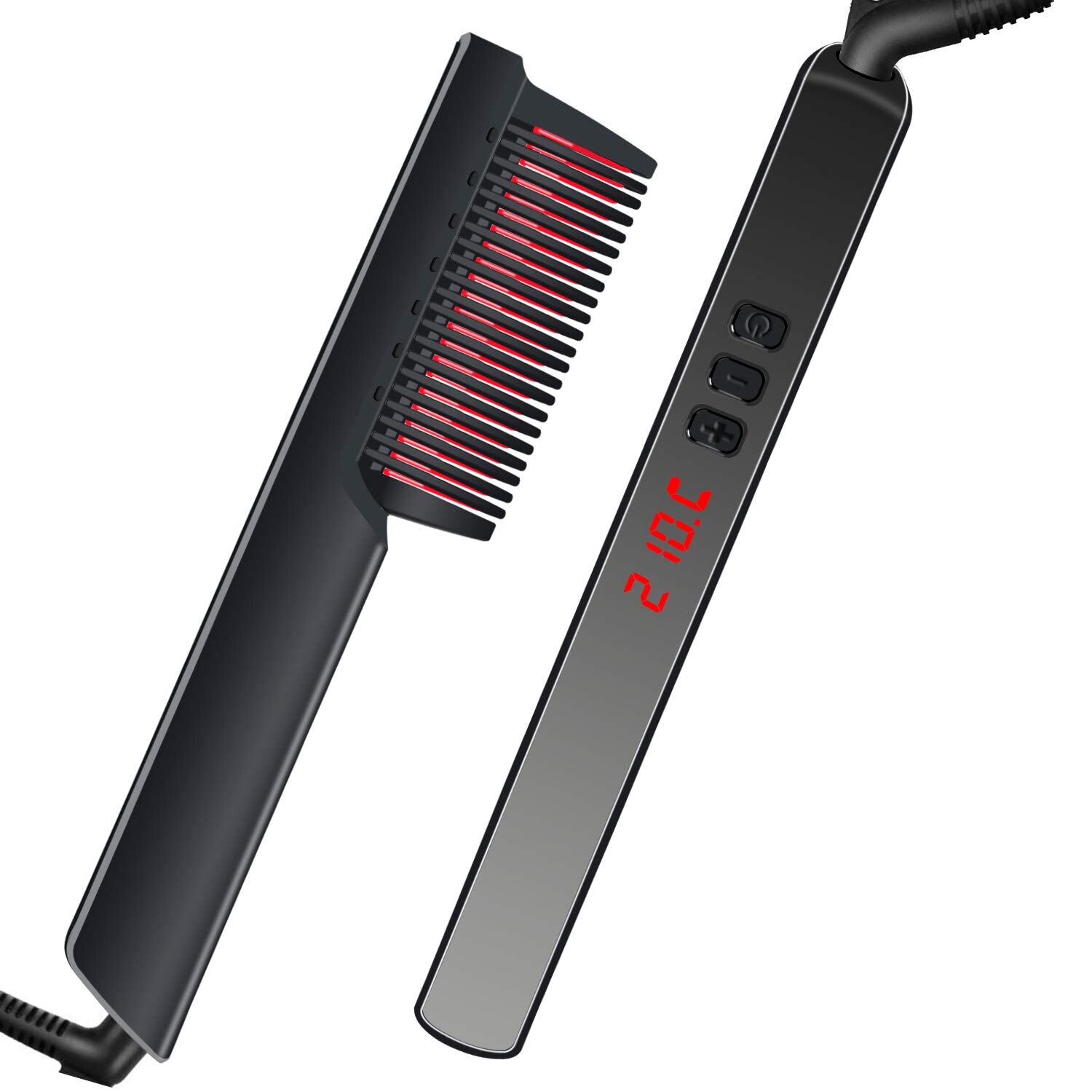 Hair Straightener Brush Ionic Electric Hair Straightening Comb 6 Temp Adjustable Anti-Scald led display Hair Straightening Comb: AU