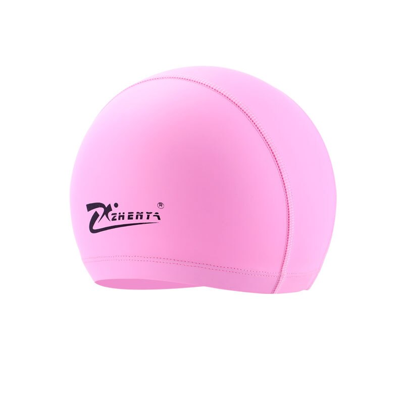 Adult Swimming caps Teens PU Waterproof Swimming Pool hat long hair swim hats Ear Protector Flexible colorful Diving Cap: Pink