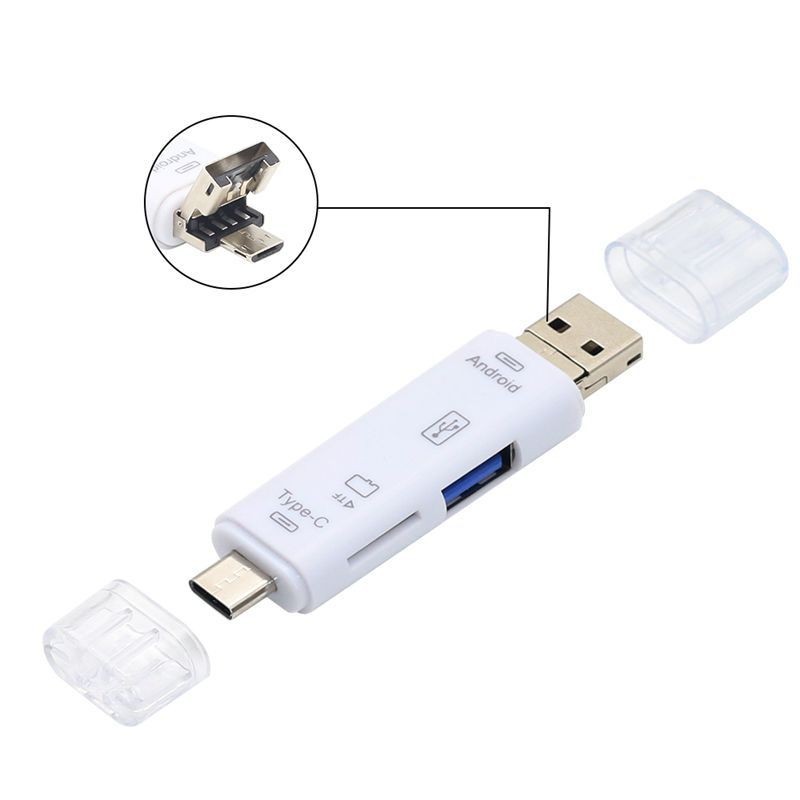 Szybki uniwersalny OTG 6 w 1 wielofunkcyjny czytnik kart USB i USB C i Micro TF Adapter MicroSD do przedłużacza komputera przenośnego: YELLOW