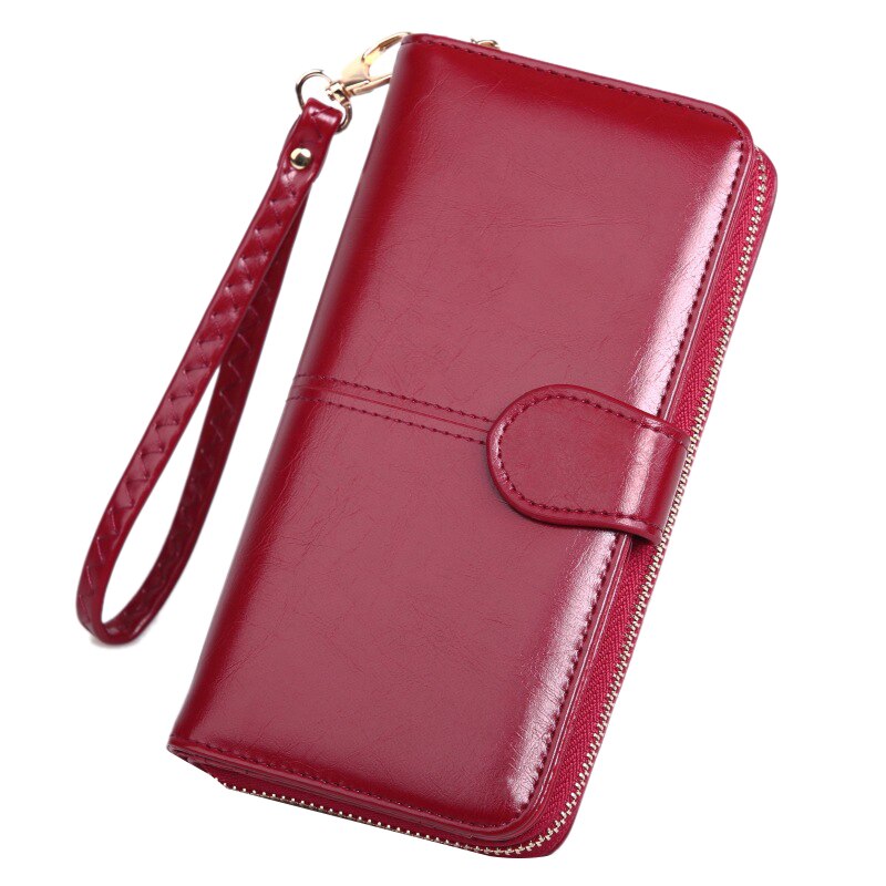 Dames pu leren portemonnee creditcard dames portemonnee lange clutch rits dames effen portemonnee: Rood