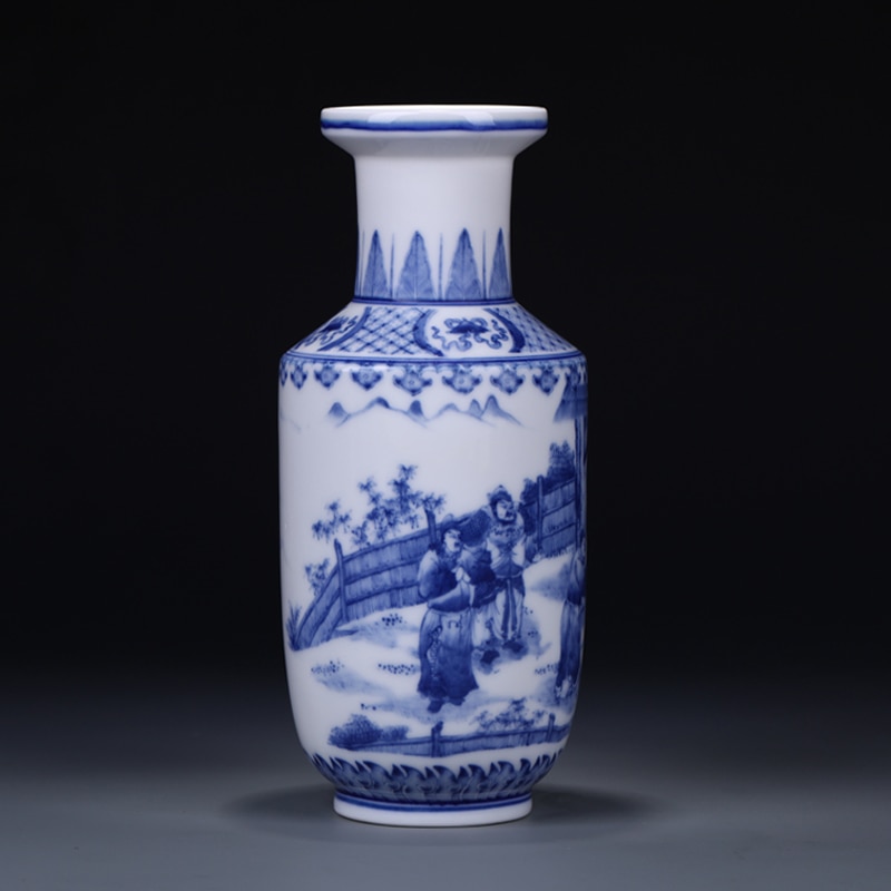 Jingdezhen Ceramics Ancient Blue and White Porcelain Vase and Flower Arrangement