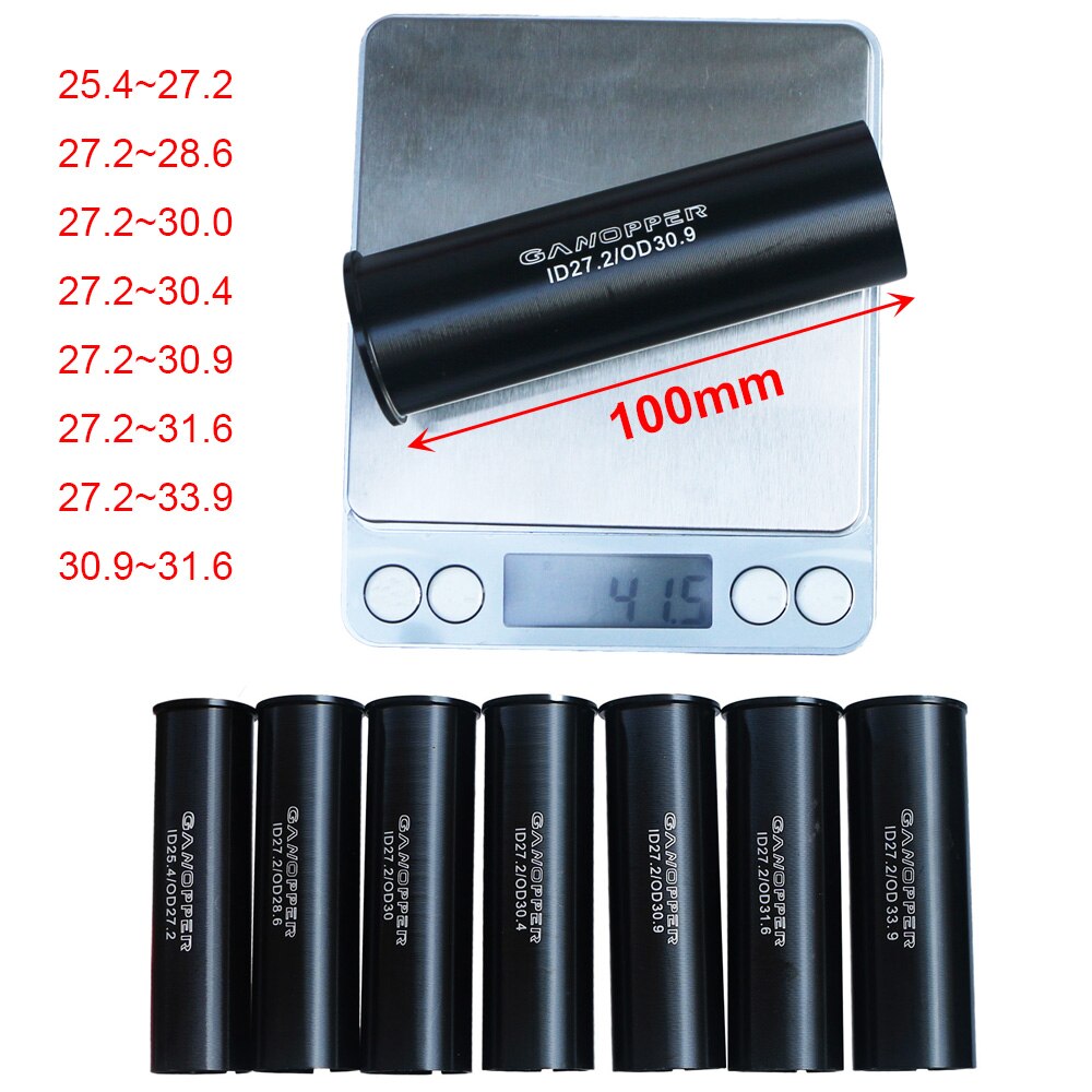Adaptador de tubo de buje para tija de sillín de bicicleta, reductor de buje de conversión, 22,2/25,4, 27,2, 28,6, 30, 30,4, 30,9, 31,6, 31,8, 33,9, 34,9