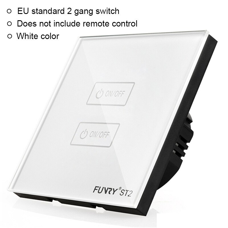 EU standard Touch Switch Light Control Sensor Switch Luxury Wall Switch Panel ST2 2 Gang 170-240V Crystal Tempered Glass: Auburn