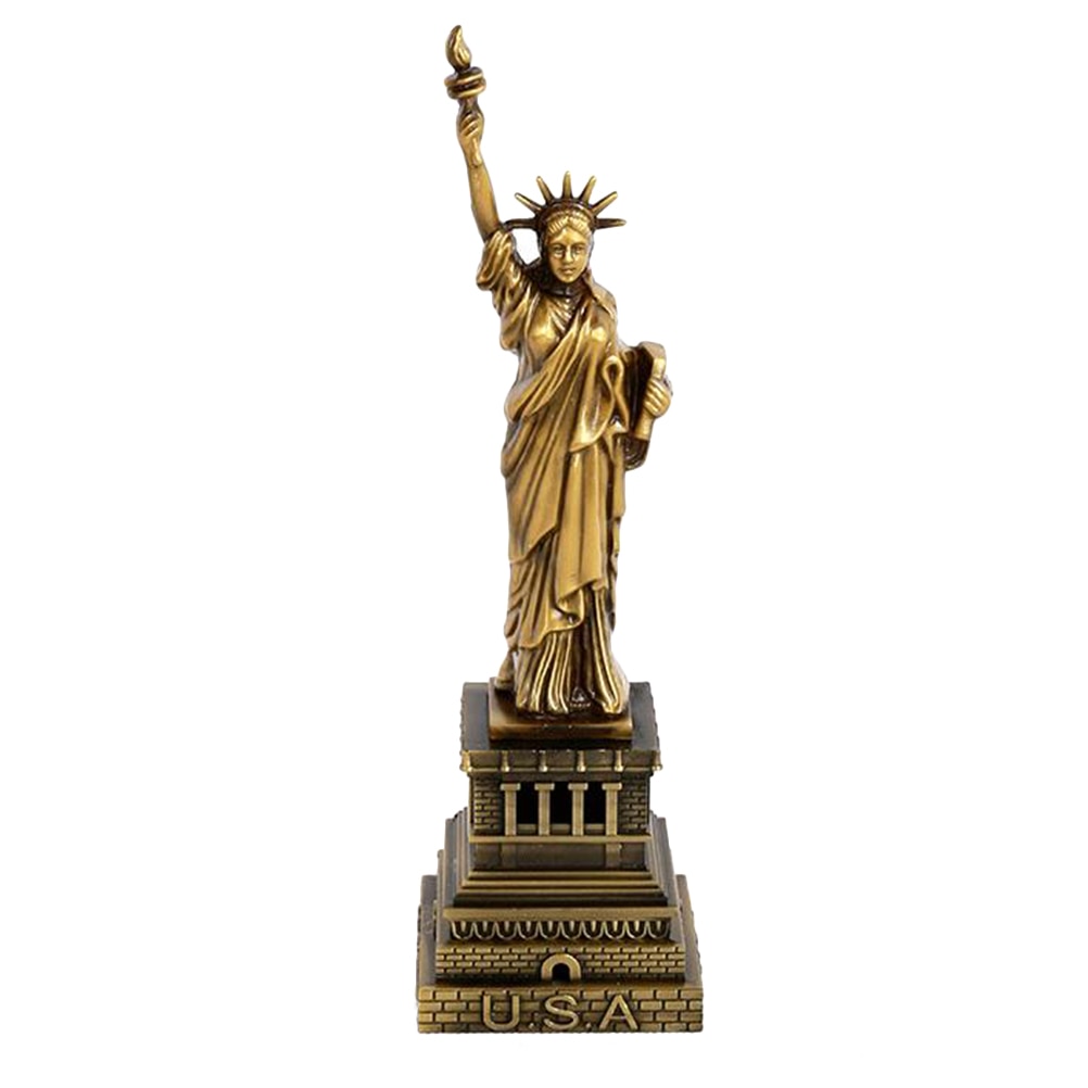 1Pc Amerikaanse Vrijheidsbeeld Legering Creatieve Retro Metalen Miniaturen Ornament Ambachten Souvenirs Voor Thuis Woonkamer Kantoor