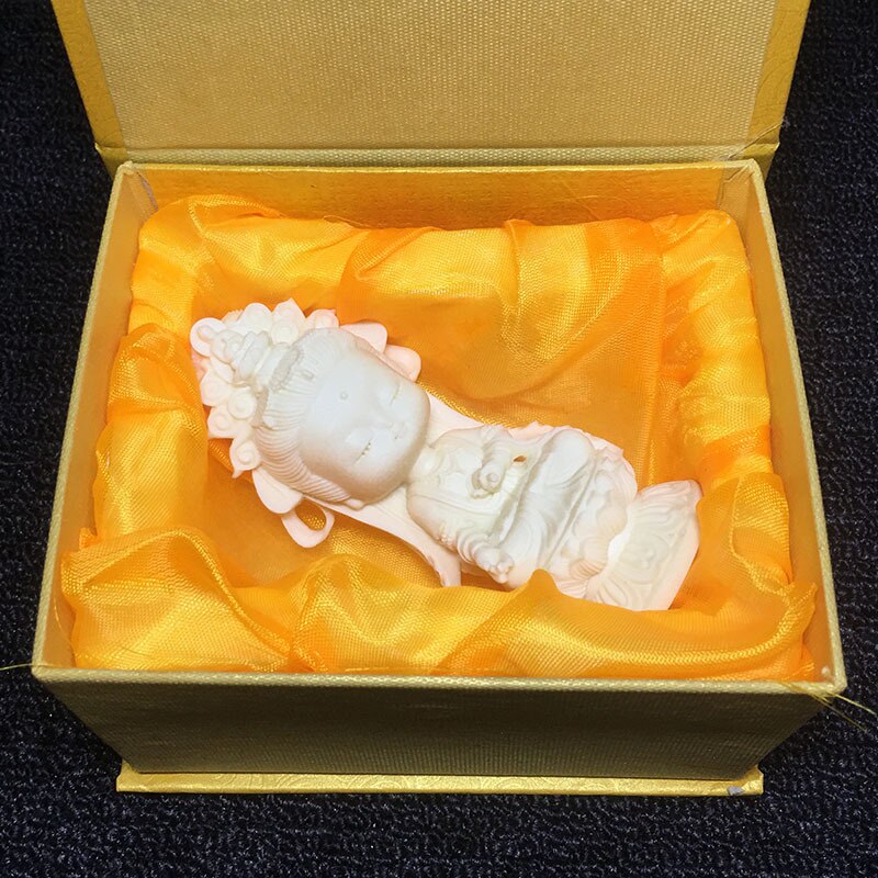 Estatuilla de Guanyin de dibujos animados de estilo chino, estatua de tallada a mano, bonita Bodhisattva de Guanyin, decoración de escritorio para el hogar: 1