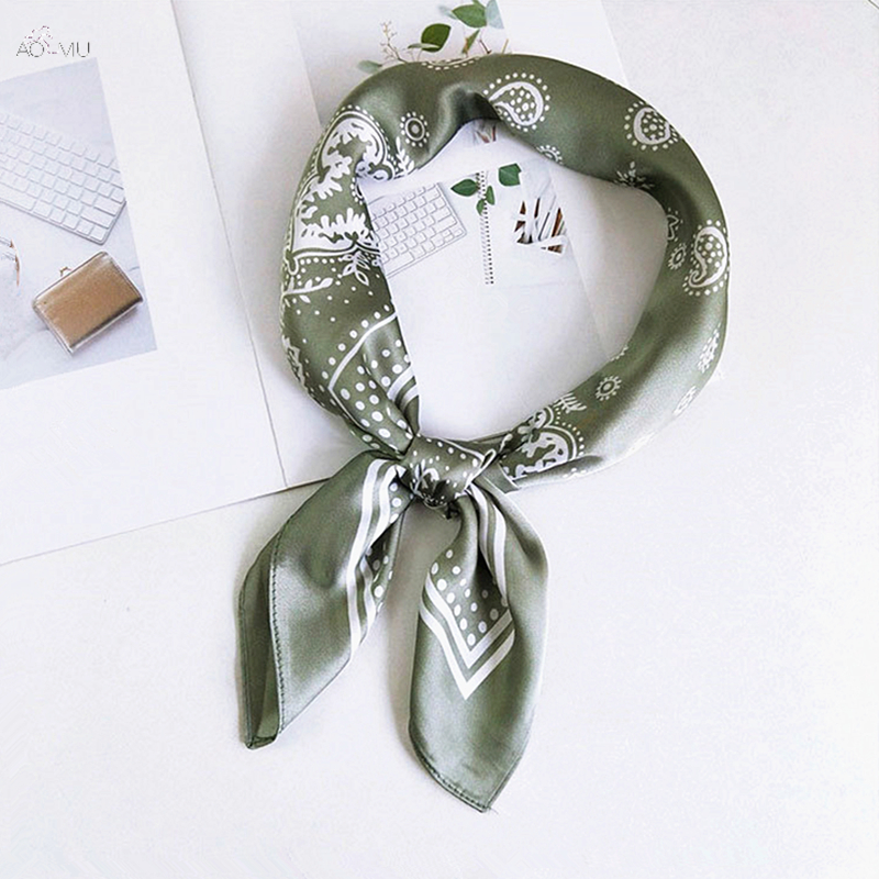Aomu hip hop bomuld bandana firkantet tørklæde 70*70cm grøn sort paisley pandebånd trykt til kvinder/mænd/drenge/piger