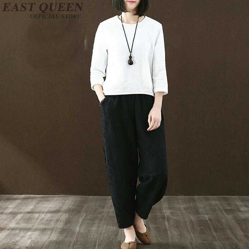 Lniane spodnie kobiet chiński styl lniane spodnie damskie w tradycyjny chiński spodnie FF820