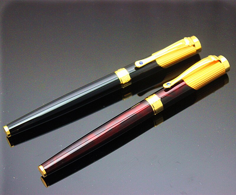 Jinhao 9009 Schwarz und Goldene Luxus Diamant extra Fein Feder Brunnen Stift für Finanzen Freies 0,38mm Tinte Stifte für Schreiben