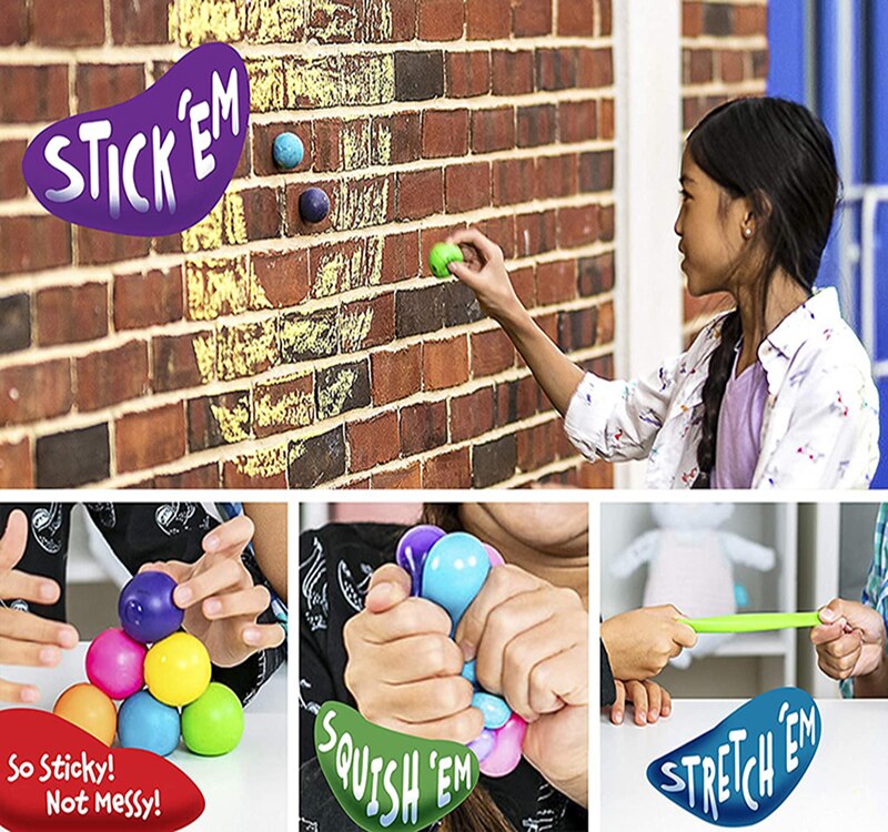 Globbles, Anti Stress Reliever Balls, Squish & Fidget Toys, Sticky Wall Balls Alleviate Tension, Anxiety Christmas for Kids