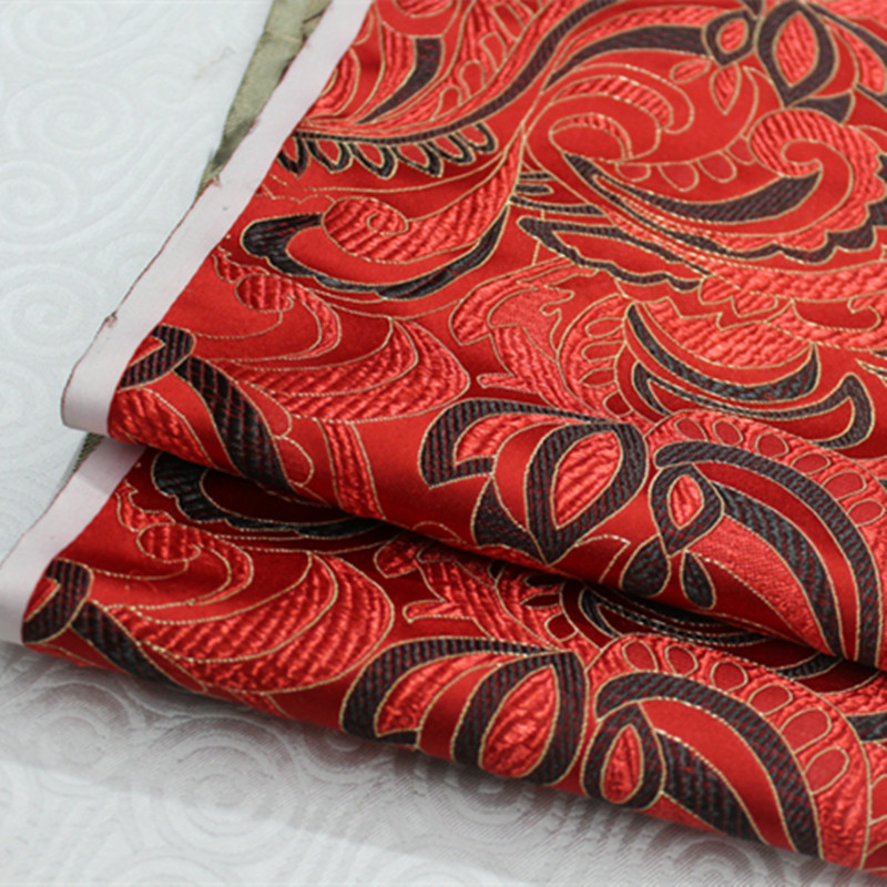 CF396 1Yard Red Brocade Jacquard Fabric Chinese Silk Brocade Fabric For Women Cheongsam Wedding Fabrics DIY Fabric For Sewing