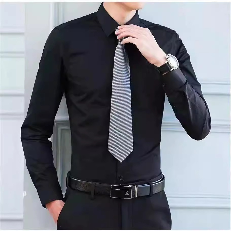 Sommer-Taschen-Langarm-weißes Hemd für Herren, dünn, Geschäft, professionelle formelle Kleidung, langärmelig, Trend 2025, neues Hemd Zoll