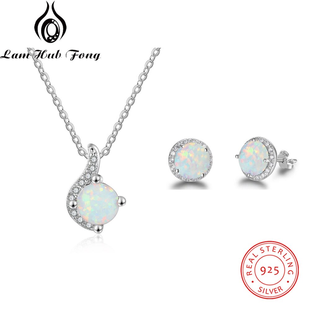 Sieraden Sets Voor Vrouwen Dainty 925 Sterling Silver White Opal Ring Oorbellen Ketting Bruiloft Sieraden Sets (Lam Hub fong): N-E