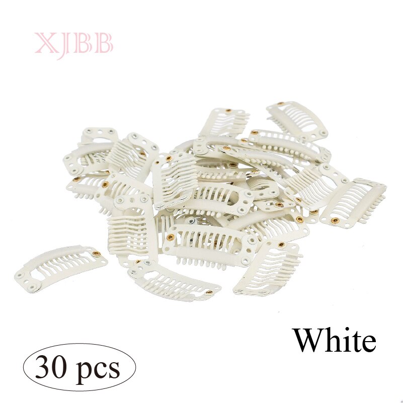 Metalowe klipsy zatrzaskowe robić przedłużania włosów środkowy U brązowy klips robić włosów robić przedłużania włosów peruka 30 sztuk/partia: biały