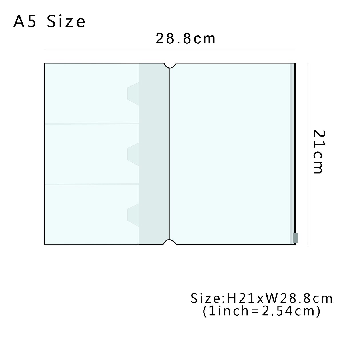 PVC Zipper Pocket File Folder Travel Journal Notebook Planner Accessories Card Holder Storage Pouch Bag A5/Regular/Passport: A5 size 210x288mm