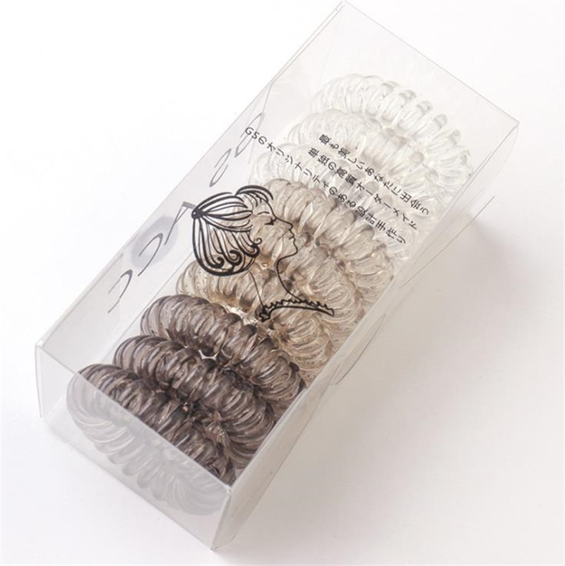 9 stuks telefoonring haarbanden voor dames met doos, elastische rubberen haarringen, haaraccessoires, stylingtool met kleurverloop en snoepkleur: Grijs