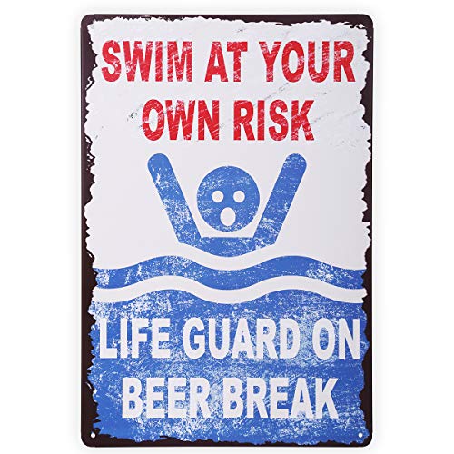 NO PEEING In The POOL Tin Sign, No Peeing in the Pool Signs, Swimming Pool: Plum