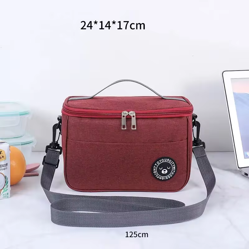 Draagbare lunchtas Voedsel thermische doos Waterdichte kantoorkoeler Lunchbox met schouderriem Geïsoleerde tas: Rood
