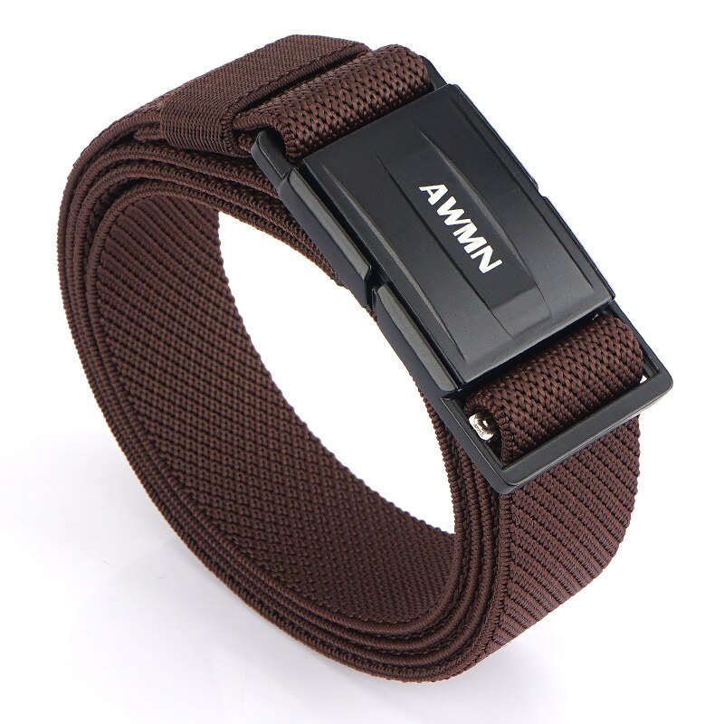 Cinturón de punto de Poliéster elástico para hombre, pretina de , cierre rápido magnético, cm x 125cm, 3,4: Coffee