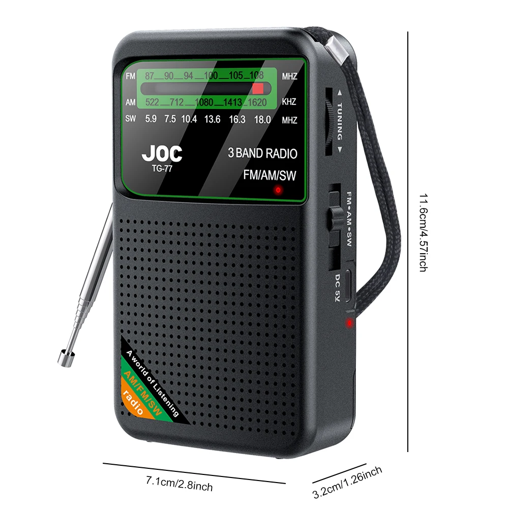 Portable Radio AM/FM/SW Pocket Radio with Rechargeable Battery Built-in Speaker with HD Display Screen Mini FM Receiver Radios