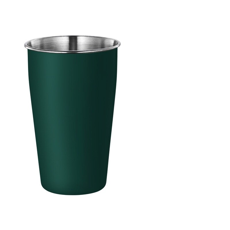 Taza de agua de acero inoxidable 350 gruesa de 500/304 ml, taza de jugo de bebida fría para el hogar, taza de cerveza portátil para el coche al aire libre: green / 350ml