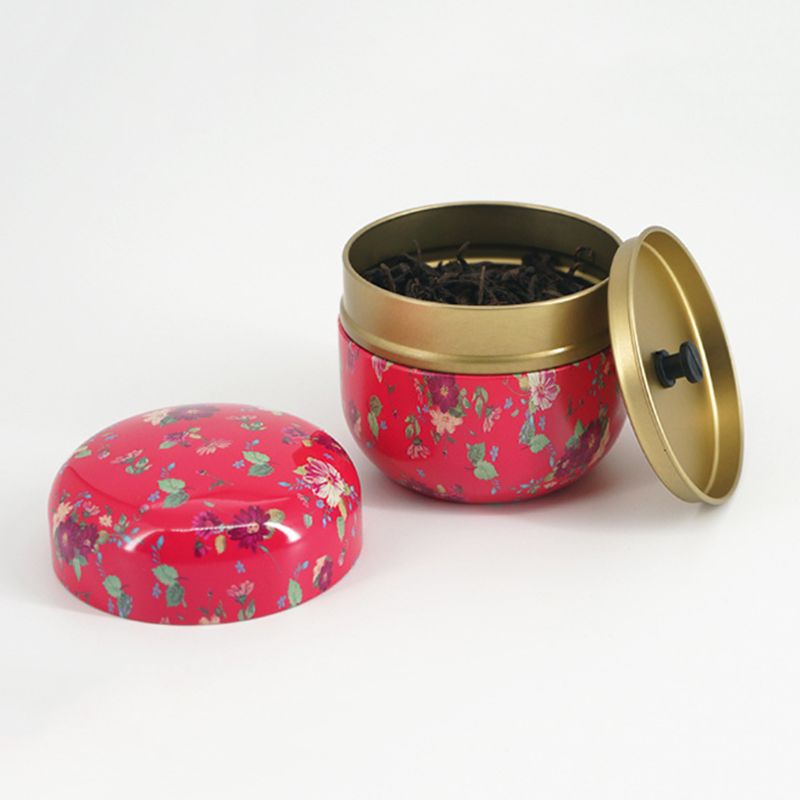 Blomst mini boks løs te kaffe godteri oppbevaringsboks rundt metalletui bryllup favoriserer beholder japansk stil