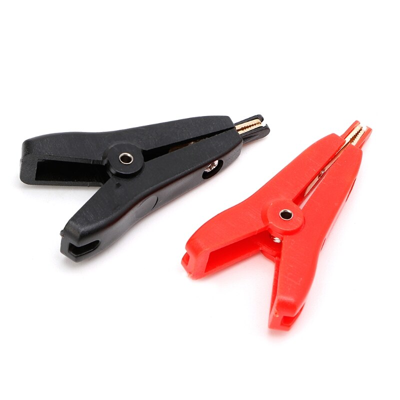 2PCS Copper Plated Alligator Clip Twee-level Test clip Vier-Klem LCR Kelvin Max Open lengte 25mm Zwart + Rood