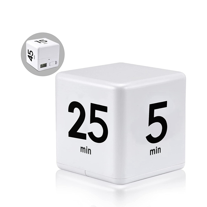 Cube Timer Kitchen Timer Time Management Timer Gravity Sensor Flip For Time Management And Countdown 25-5-45-15 Minutes