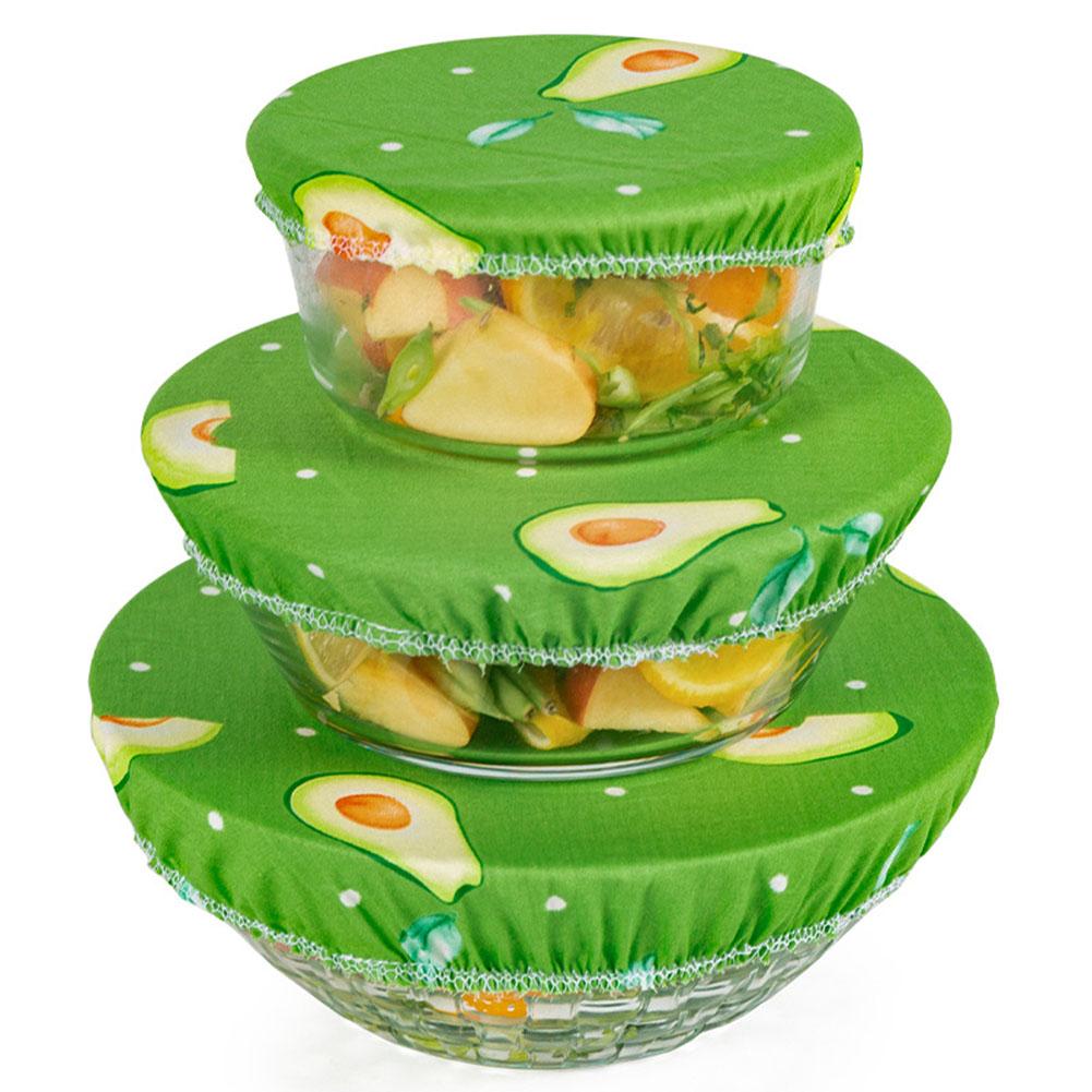 3 unids/set tela cubre Stretch tapas Universal de envolver alimentos tazón olla tapa de la cubierta de tela Pan cocina Adaptable de tapas: C