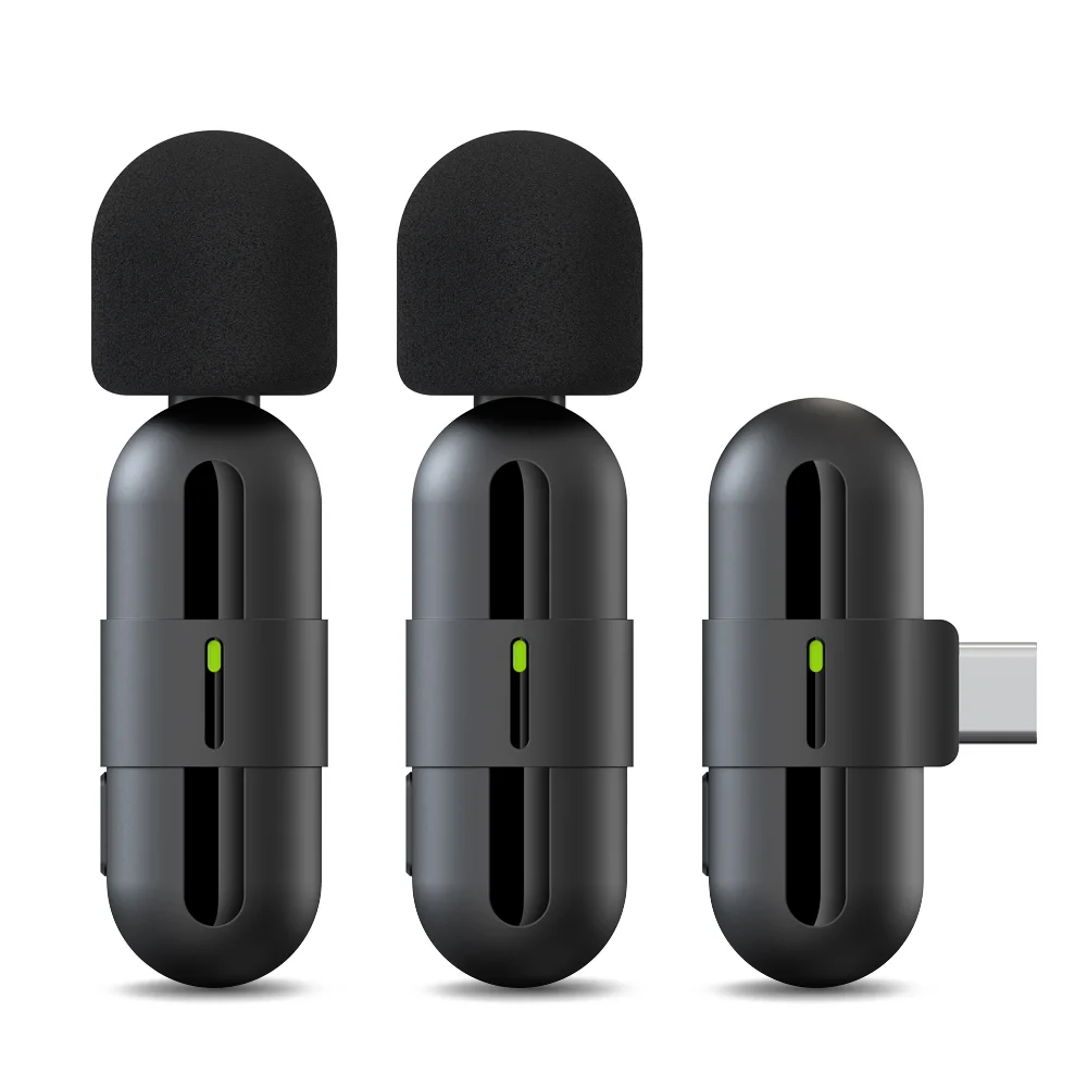 Basix Mini micrófono Lavalier portátil Audio Video grabación Mini micrófono de solapa micrófono inalámbrico para IPhone TypeC ipad juego teléfono: Blanco