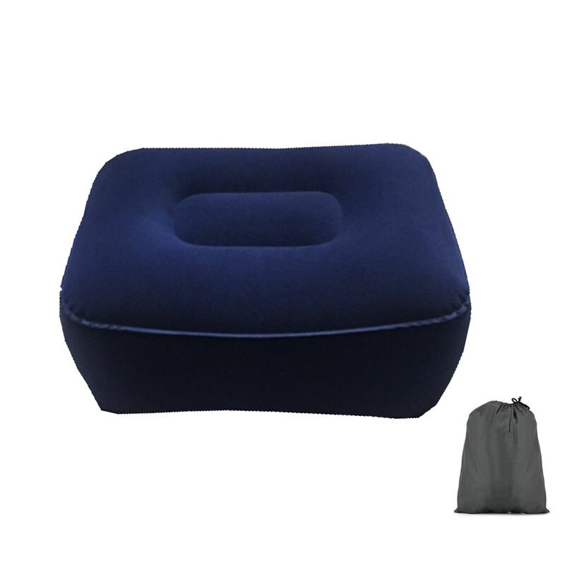 Inflatable Travel Pillow Foot Rest Pillow Kids Airplane Sleep Bed Car Height Adjustable Flight Sleeping Resting Pillow Foot Pad: Navy Blue2