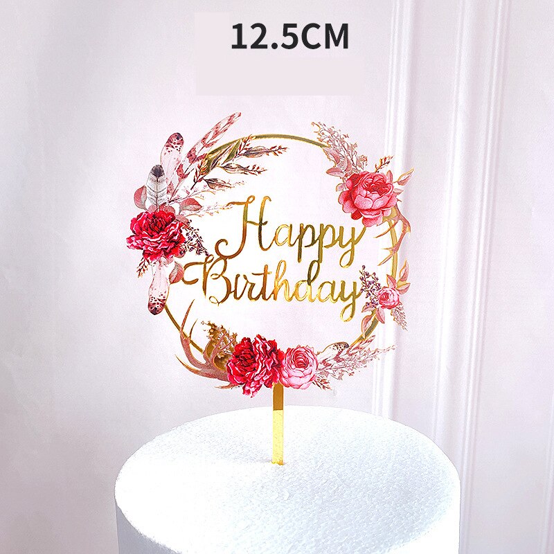 Akryl Guld Tårtdekoration Blommor - Födelsedag Dessert Dekoration för Babyshower Bakning: Typ 2