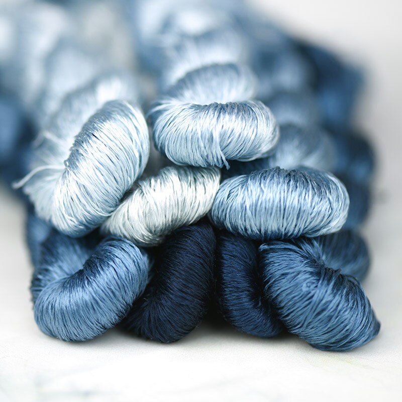 silk embroidery thread / 100% silk thread /hand embroidery embroider cross stitch/Prussian blue/8 pure colors