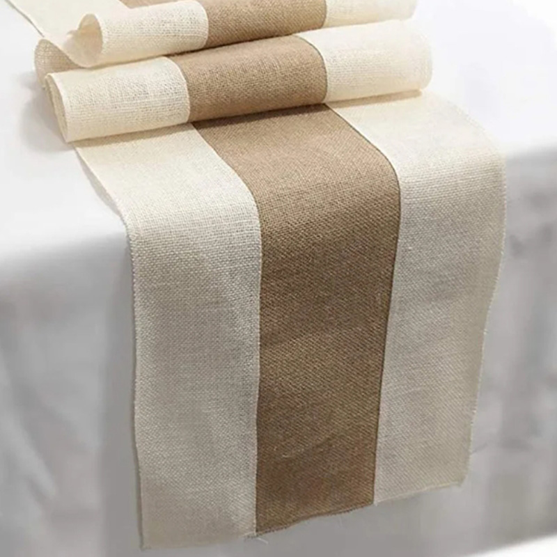 Yoza vintage säckväv bordslöpare, naturlig bordsduk bröllop födelsedagsfest jul år matbord heminredning