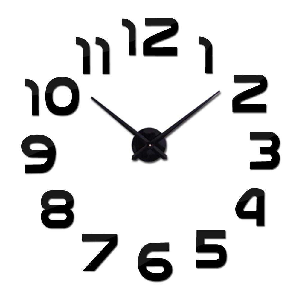 Real begrenzte quarzuhr big diy 3d spiegel aufkleber Metall wanduhr moderne kunst uhren hause dekoration: Black / 37inch