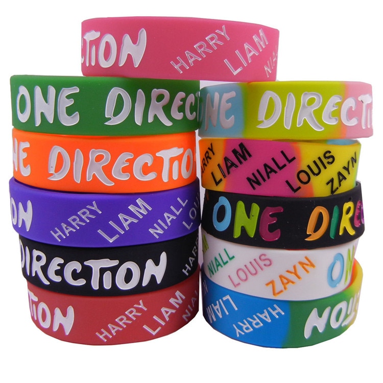1pc one direction music band 1D silicone rubber bracelet wristband