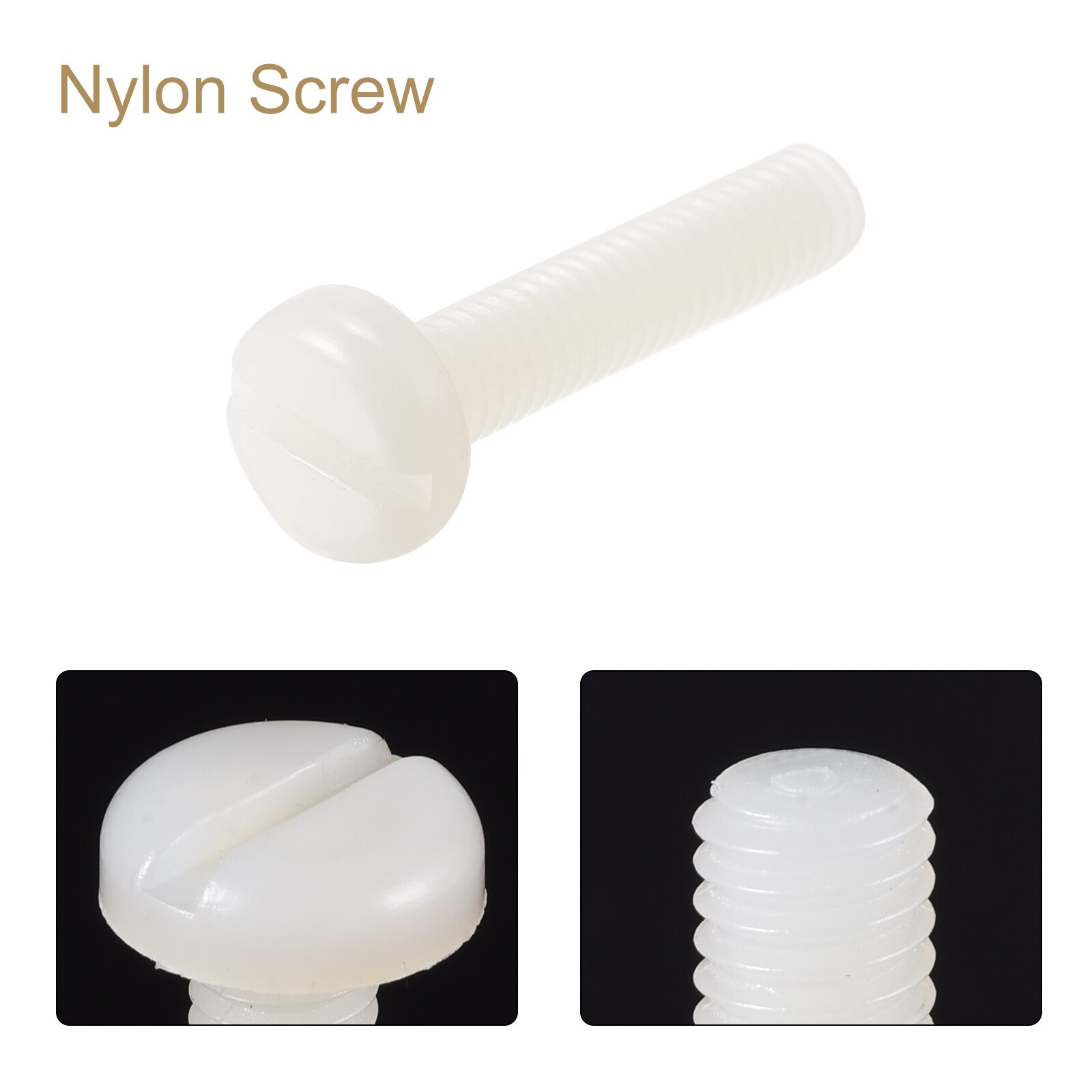 Uxcell M5 x 30mm Nylon Machine Screws, Pan Head Slotted Screw Fasteners, 20pcs