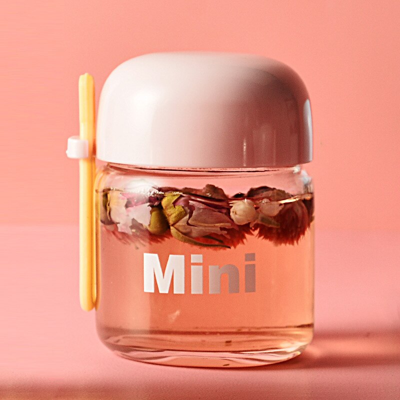 Mini bouteille d'eau en verre de 150ml, petite tasse d'eau Portable coréenne, tasse réutilisable de voyage, tasse en verre anti-fuite pour enfants: Rose