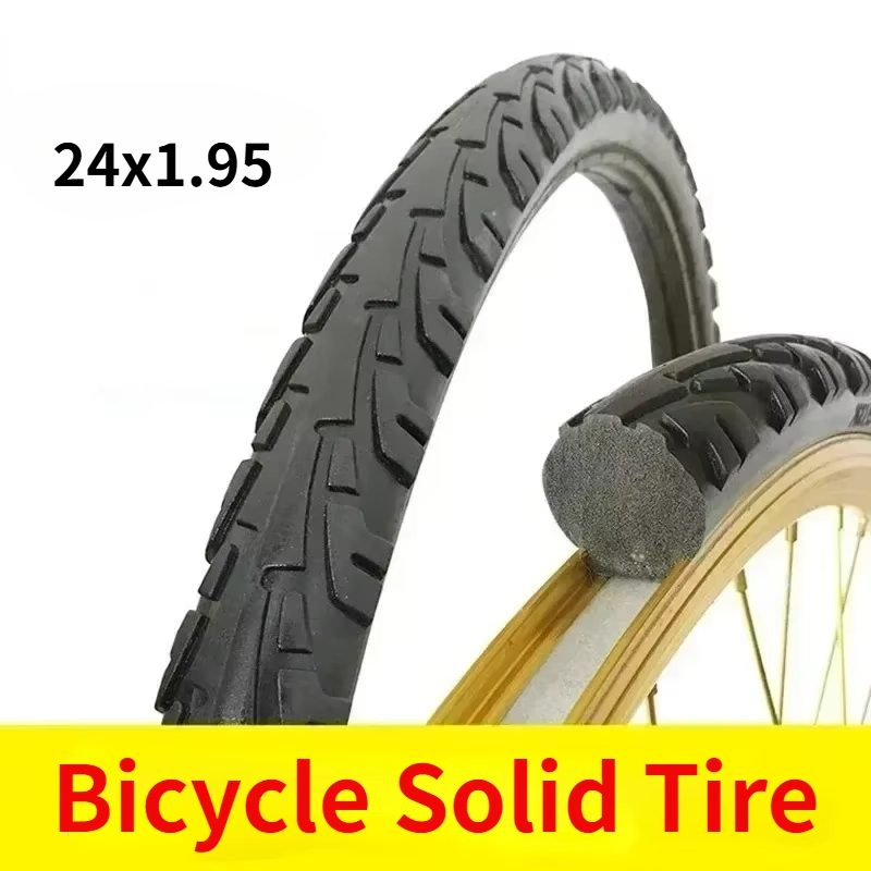 Massivt cykeldæk 20/24/26 tommer  x1.50/1.95/1 cykeldæk massivt dæk 26 tommer mtb-dæk 3/8 stiksikkert mtb-dæk til racercykel: Gul