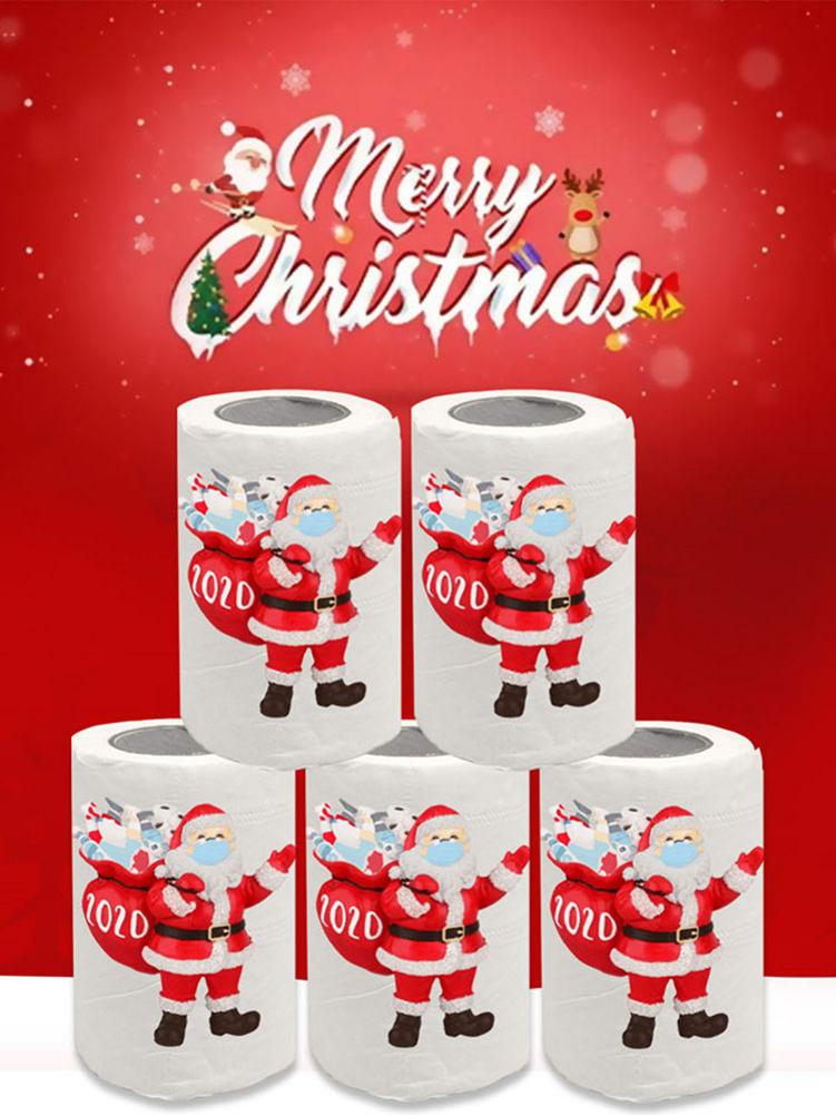 1 rollo de papel de baño navideño estampado de Santa Claus papel higiénico divertido papel de broma Decoración del hogar Hotel baño decoración suministros