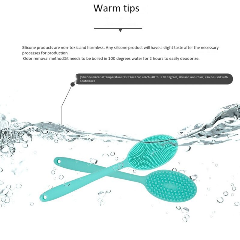 Siliconen dubbelzijdige badborstel met lange steel, rugborstel voor massage, douche, reiniging, verwijdering van exfoliërende badborstel