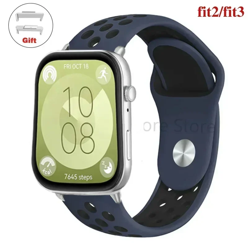 Sportband voor Huawei Watch FIT 3-band Siliconen waterdichte smartwatch ademende riem voor Huawei Watch fit 2 correas Horlogebanden: Blauw Licht Blauw