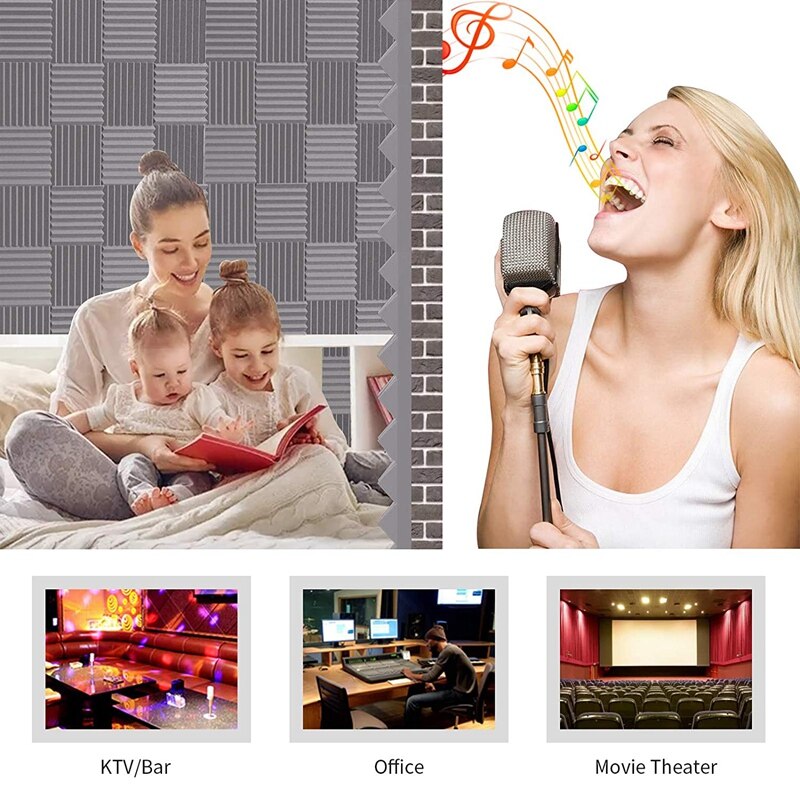 24Pack 1 Inch X 12 Inch X12 Inch Soundproof Foam Panels Sound Absorbing Insulation For Recording Studio, Gaming Room