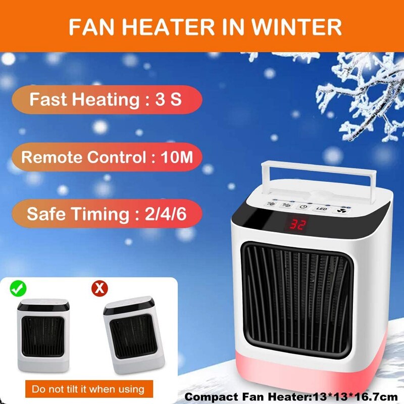 Portable Electric Fan Heater With Remote Control Indoor Fireproof Winter Thermostatic Heater With PTC Ceramic Heating Technology