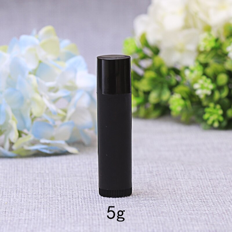 Tubos de bálsamo labial vacíos a granel, 5g, 5ml, con fondo giratorio, envase de bálsamo labial transparente rellenable para maquillaje cosmético DIY, 10 Uds.: Negro