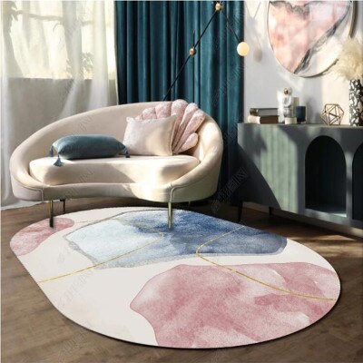 Moderne stue soveværelse sofabord stor størrelse geometrisk tæppe entré dørmåtte nordisk enkel krystal fløjl oval karpe: D2 / 80 x 120cm