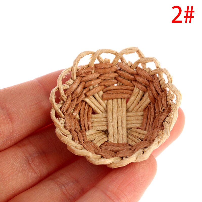 Cute Mini 1:12 Dollhouse Miniature Bamboo Rattan Frame Vegetable Food Storage Basket Doll Miniature Decoration: B
