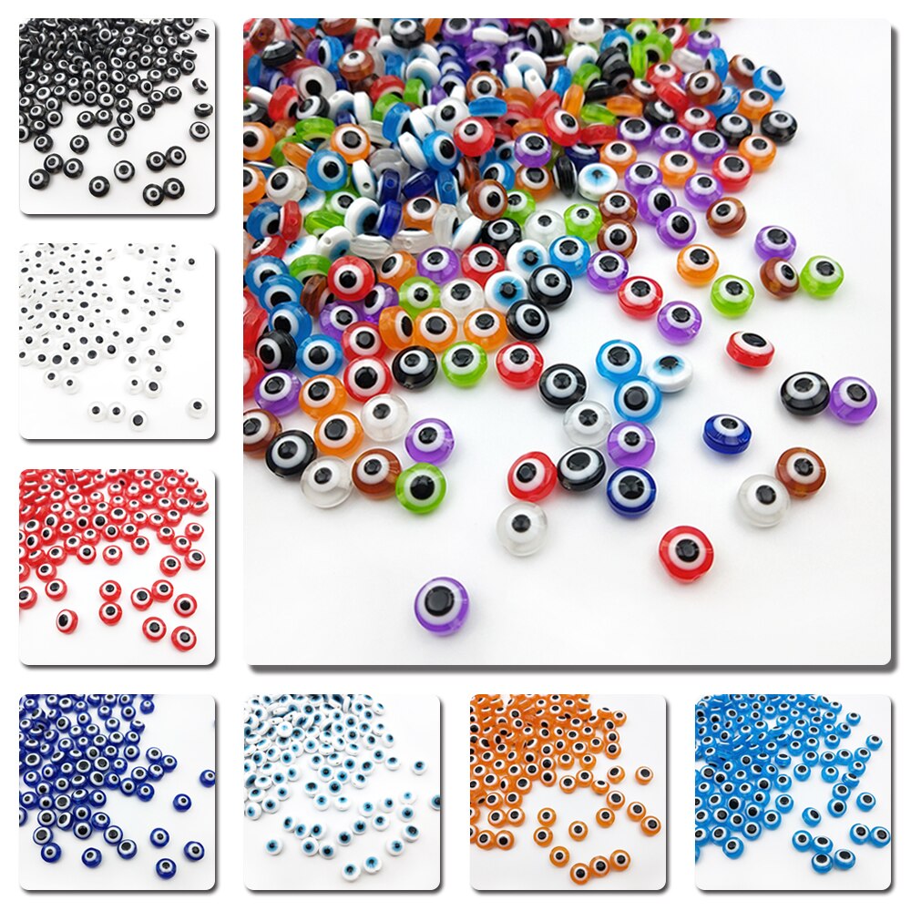 50pcs/Lot 8mm Diy Eye Beads Oval Shape Spacer Beads Stripe Resin Spacer Beads For Jewelry Making Bracelet Necklace Charms